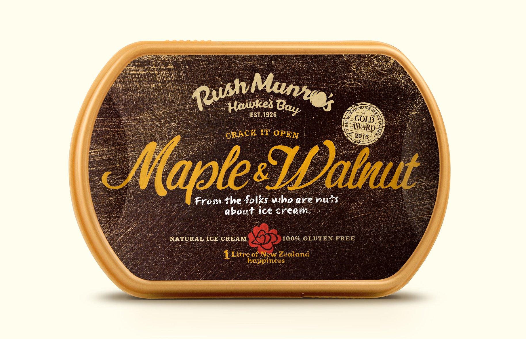 Rush Munro's maple walnut ice cream packaging 