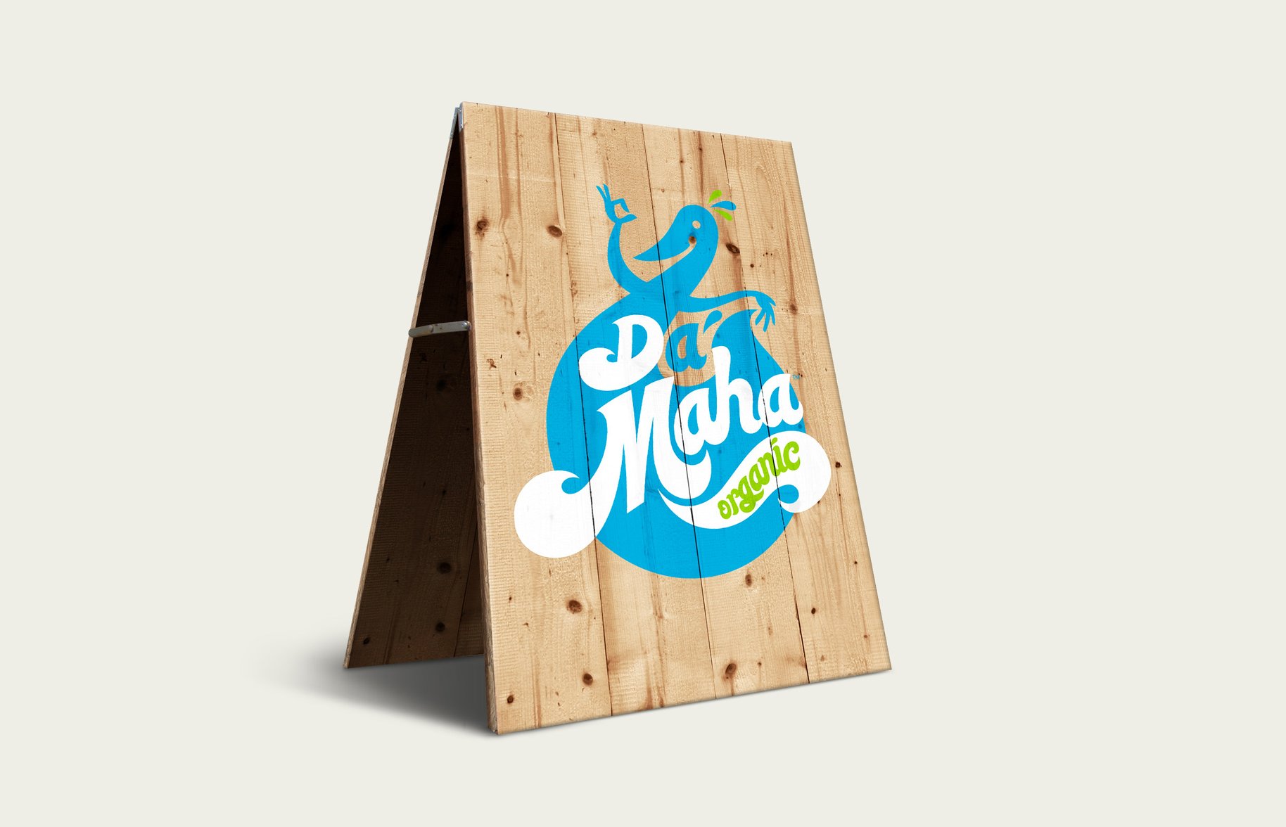Da'Maha Organic wooden sandwich board design 