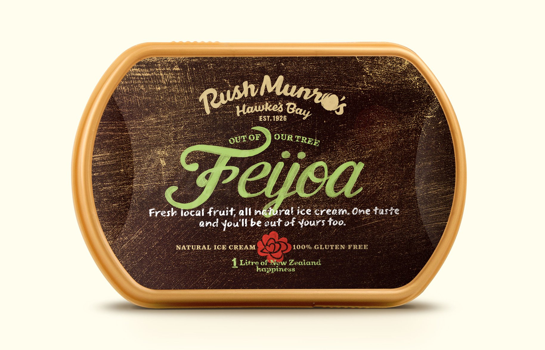 Rush Munro's feijoa ice cream packaging 