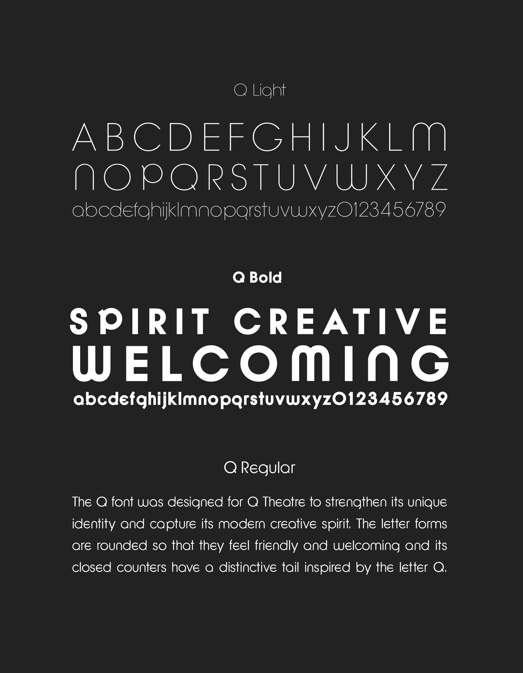 Q Theatre typography font design