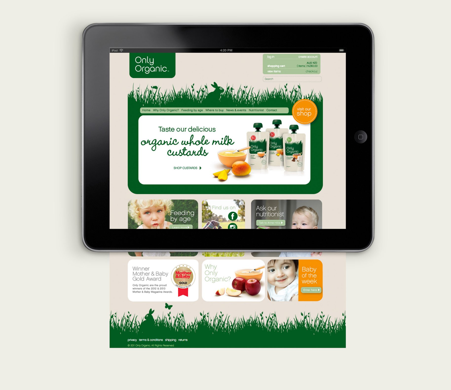 Only Organic iPad website design