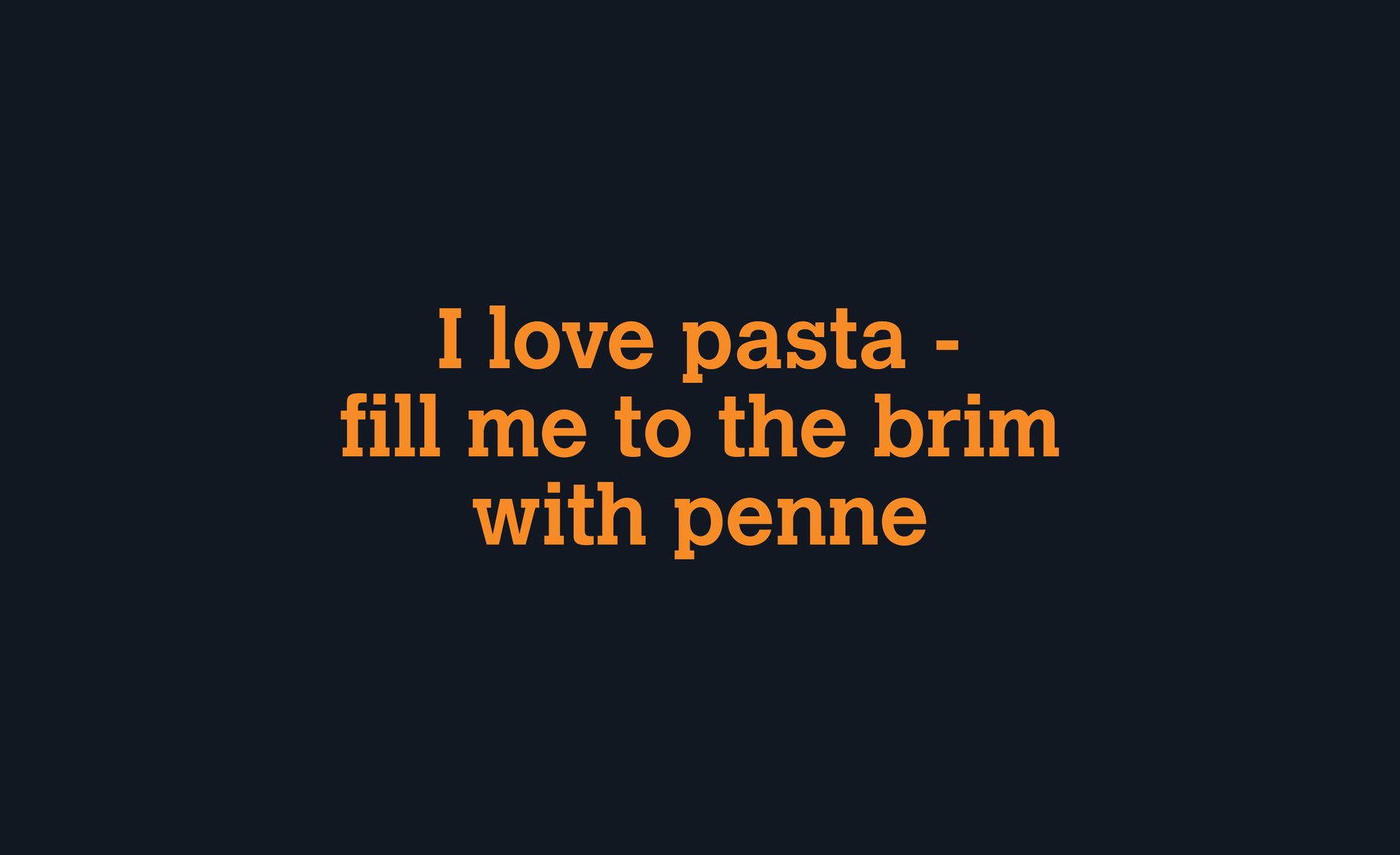 Click Clack 'I love pasta...' Typography