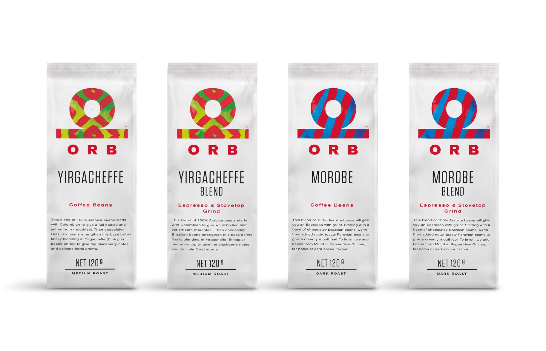 Orb Coffee bean packaging product range
