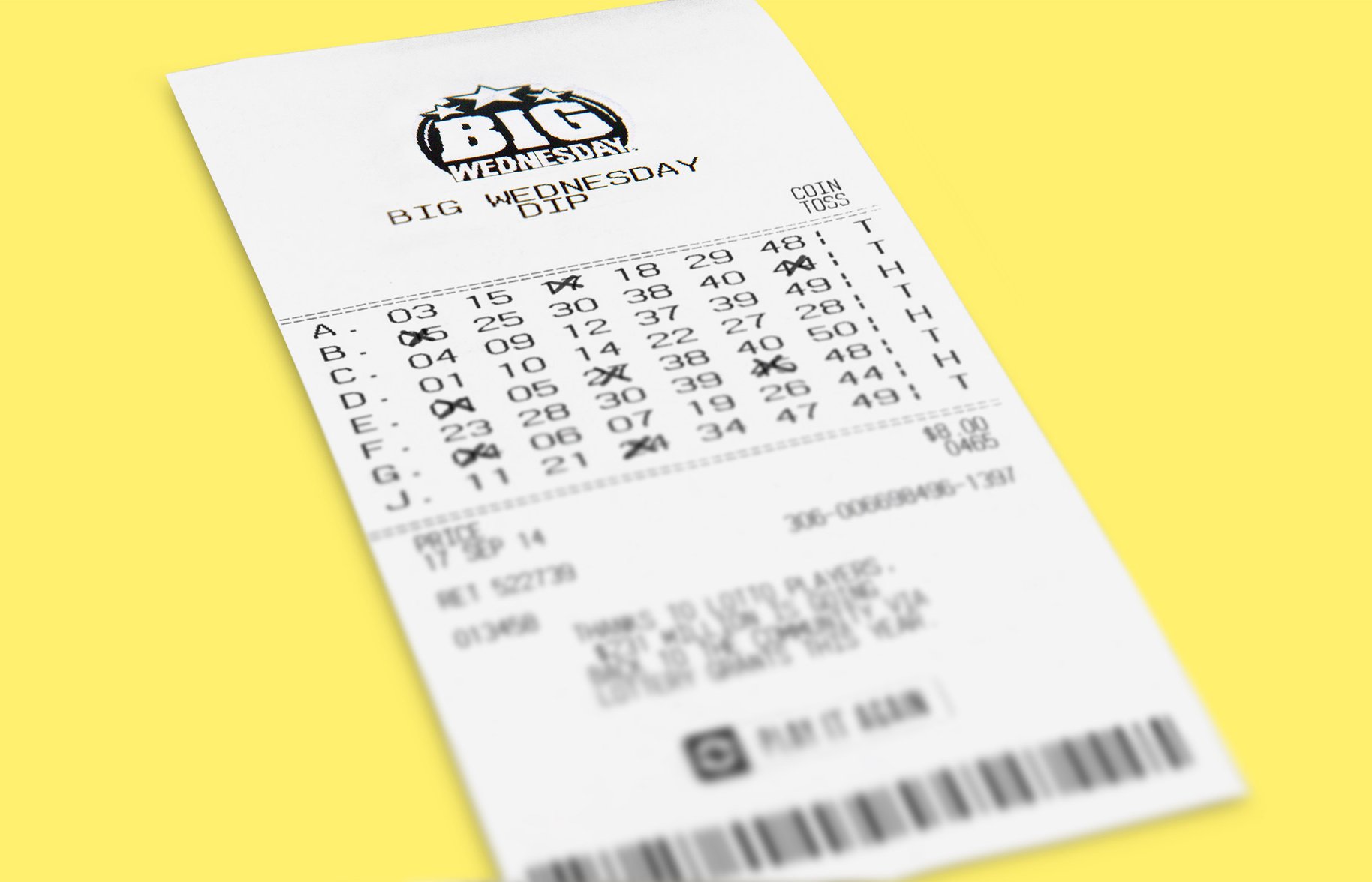 Big Wednesday lottery dip ticket logo design