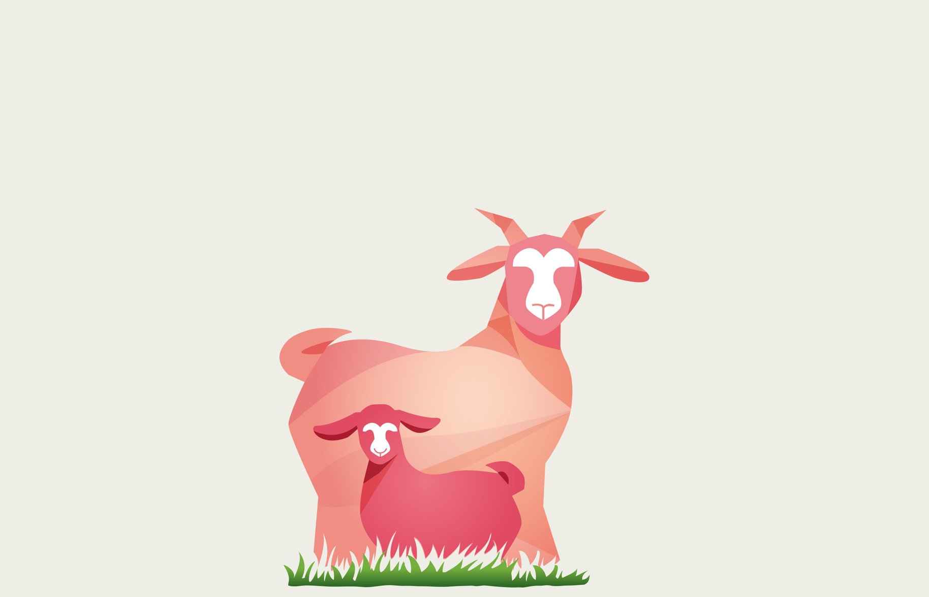 Capricare pink goat and kid illustration 